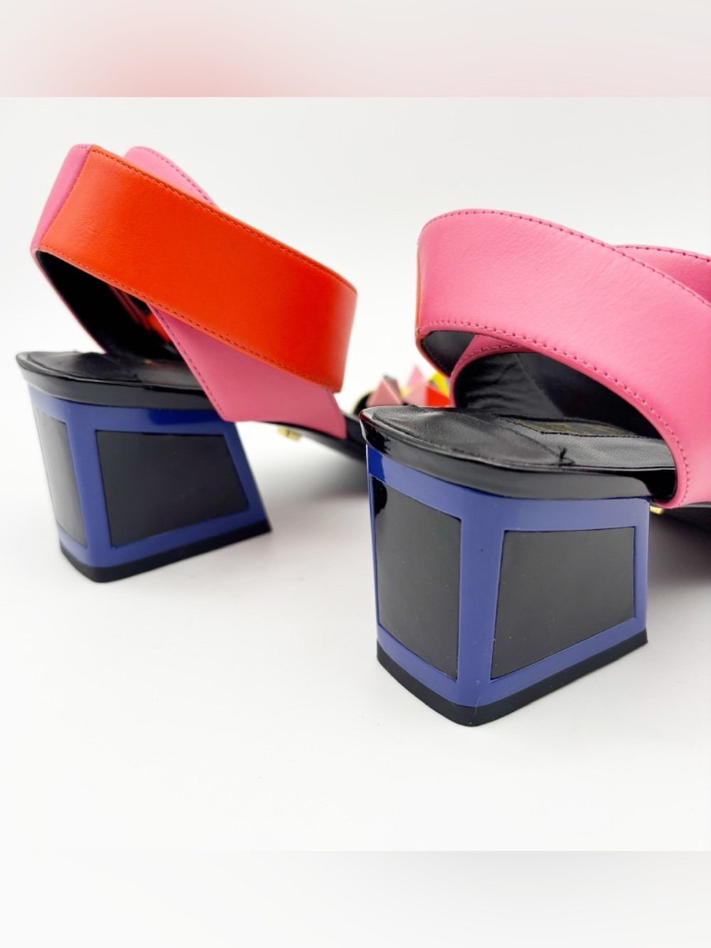 Colorblock Studded Block Heel Sandal - Multi - Picture 11 of 15